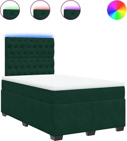 vidaXL Pat box spring cu saltea, verde închis, 120x190 cm, catifea