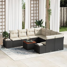 vidaXL Set Canapea pentru Grădină 9 pcs Negru, alb 55 x 55 x 37 cm