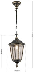 Pendul exterior stil clasic IP43 Puchberg AL 11K/82502 schwarz-gold/rauch OR