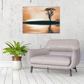 Tablou pe sticlă - Copaci pe insulă (70x50 cm)
