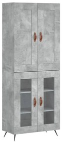 3199597 vidaXL Dulap înalt, gri beton, 69,5x34x180, lemn compozit