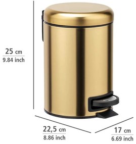 Coș de gunoi auriu cu pedală din oțel inoxidabil 3 l Leman – Wenko