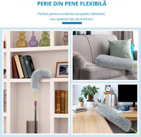 HOMCOM Kit de Curățare cu Stâlp Telescopic 3,5m și Cap Pliabil, Microfibră pentru Praf | Aosom Romania