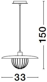 Lustra /Pendul metalic design modern FOX negru/auriu