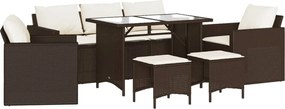 vidaXL Set canapele de grădină cu perne, 6 piese, maro, poliratan