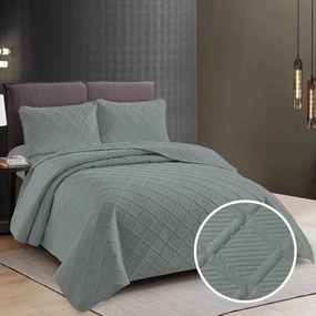 CUVERTURĂ PAT UNI + 2 FEȚE DE PERNĂ – WARM GRAY