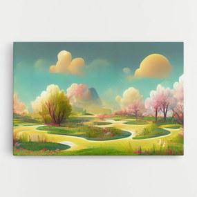 Tablou Canvas, 70x100cm, Dormitor si Living, Peisaje, Vara, Cartoon Spring