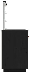 Masuta de toaleta cu LED, negru, 95x50x133,5 cm, lemn masiv pin