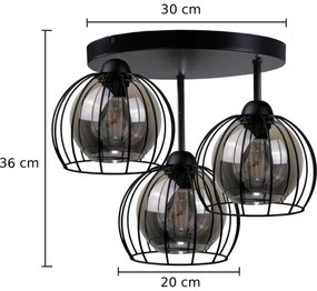 Lustră aplicată SOLO BLACK 3xE27/60W/230V d. 30 cm