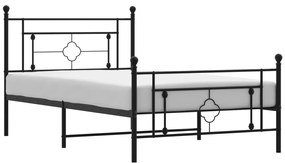 374353 vidaXL Cadru pat metalic cu tăblii de cap/picioare, negru, 107x203 cm