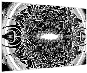 Tablou cu ornamente alb negre (90x60 cm)