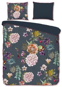 Lenjerie de pat gri antracit din bumbac satinat pentru pat dublu, extinsă 240x220 cm Parma – Descanso