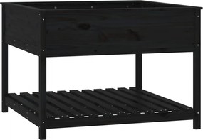 vidaXL Jardinieră cu raft, negru, 111,5x111,5x81 cm, lemn masiv de pin