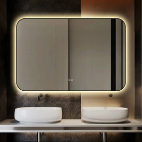 🪞 Oglindă LED cu Touch și Funcție Dezaburire – Ramă Negru, 120x80 cm, Model J187-12080 Smack