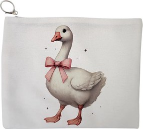 Portfard Cosmetice tip Plic, model Goose With Bow, 23x18 cm, Alb, BEKZ®