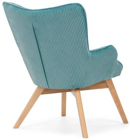 Fotoliu turcoaz cu tapițerie din catifea reiată Niko – Ropez