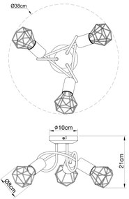 Brilagi - Lustră aplicată CAGE 3xE14/40W/230V