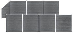 vidaXL Set panouri gard, 7 pătrate + 1 oblic, gri, 1311x186 cm, WPC