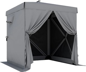 Outsunny Pavilion pop-up pliant 1,85x1,85 m, impermeabil, stabil, rezistent la iarnă, cu 4 panouri laterale din plasă, geantă, UV 30+ | Aosom Romania