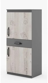 Dulap Sorento Cu 2 Usi Si 1 Sertar, Stejar Grafit Si Santana, 60 Cm