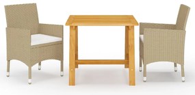 vidaXL Set mobilier de grădină, 3 piese, bej