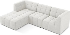 Colțar alb cu tapițerie din țesătură bouclé (cu colț pe partea stângă/cu șezlong) Aloha – Makamii