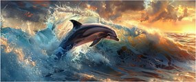 Tablou - Delfin, ilustrații (120x50 cm)