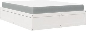 vidaXL Pat cu saltea, alb, 160x200 cm, lemn masiv pin