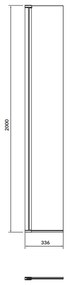 Paravan dus mobil 30x200 cm sticla securizata, profil negru pentru cabina dus walk-in Cersanit Mille 300x2000 mm, Negru mat