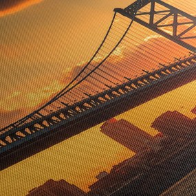 Tablou - Apus de soare peste Podul Ben Franklin, Philadelphia (120x50 cm)