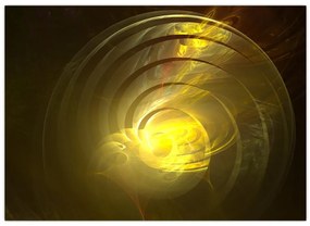 Tabloul cu spirala abstractă în galben (70x50 cm)