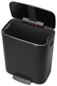 Coș de gunoi negru mat cu pedală din oțel 60 l Bo – Brabantia
