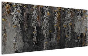 Tablou - Crenguțe de salcie, fundal negru (120x50 cm)