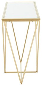 Masă tip consolă aurie cu blat din sticlă 40x120 cm Farran – Premier Housewares