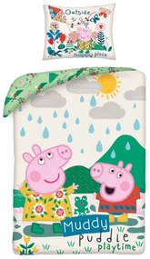 Purcelușa Peppa Muddy husa de pat 140×200cm, 70×90 cm