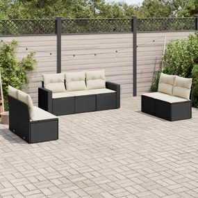 3218816 vidaXL Set canapele de grădină cu perne, 7 piese, negru, poliratan