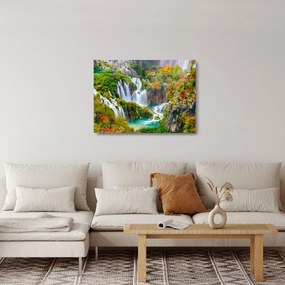 Tablou pe sticlă - Parcul Național Lacurile Plitvice (70x50 cm)