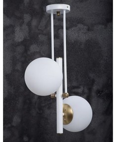 Lustră alb-auriu cu abajur din sticlă ø 15 cm Libra – Squid Lighting