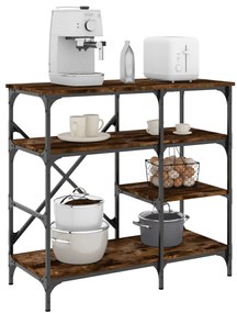 vidaXL Raft brutărie, stejar fumuriu, 90x40x84 cm lemn prelucrat/metal