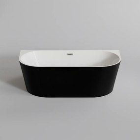 LANA Cadă de baie semi-freestanding, pentru montaj lângă perete, negru-alb, 170x75x58 cm