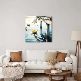 Tablou relaxare pe ponton la lac