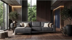 Colțar gri antracit cu tapițerie din imitație de piele (colț pe partea stângă ) Copenhagen – Scandic