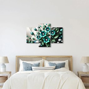 Tablou - Flori turcoaz 3D (90x60 cm)