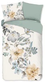 Lenjerie de pat verde-crem din bumbac pentru pat de o persoană, extinsă 140x220 cm Celina – Good Morning