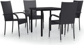 vidaXL Set mobilier de grădină, 5 piese, negru