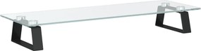 vidaXL Suport de monitor, negru, 60x20x8 cm, sticlă securizată/ metal