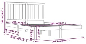 Cadru de pat, 200x200 cm, lemn masiv de pin Maro, 200 x 200 cm