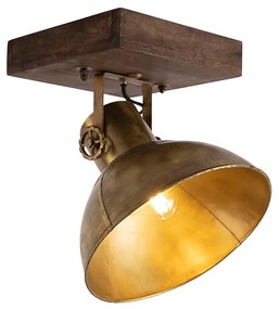 Spotlight industrial pentru plafon bronz cu lemn 30 cm - Mangoes