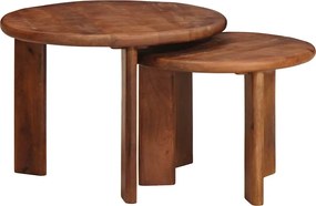 vidaXL Mese de Cafea Nesting 2 pcs Maro miere Lemn de mango solid