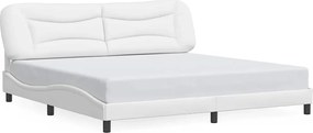 vidaXL Cadru de pat fără saltea, Hvar, alb, 200x200 cm, piele ecologică